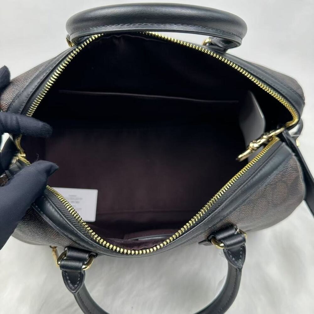Coach Black/Brown Signature Satchel Crossbody - Picture 8 of 12